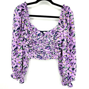 Lush Y2K Milkmaid Sweetheart Cropped Top Cottage Fairy Coquette‎ Puff Sleeves SM